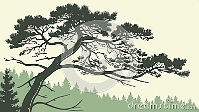Twisted tree silhouette, gnarled tree shape, unique nature tree vector design Generative AI Vector Illustration