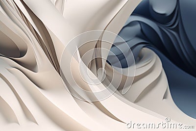 Twisted Wave: Navy & Beige 3D Minimalist Design in UE5 Stock Photo