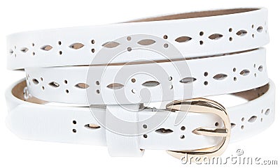 Twisted white womens belt isolated Stock Photo