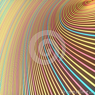 Twisted wires digital illustration of multicolored floating lines. Creative pattern design. 3d rendering Cartoon Illustration