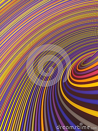 Twisted wires digital illustration of multicolored striped background. Creative pattern design. 3d rendering Cartoon Illustration