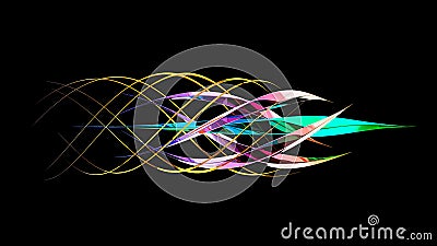 Twisting Crystal moving around core crystals isolated on black background. 3D Illustration Stock Photo