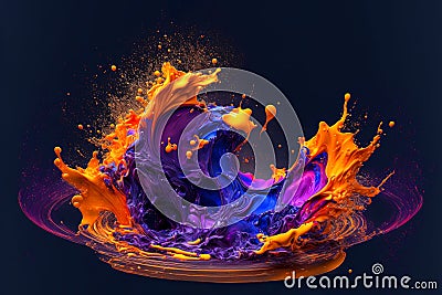 A twisting and exploding abstract paint splash, Generative AI Stock Photo