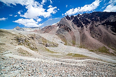 Twisting mountain road in Kirghizia Stock Photo