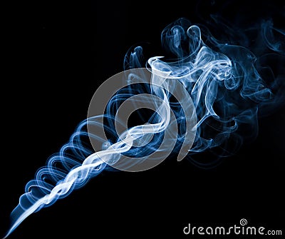 Twisting smoke spiralon black background Stock Photo
