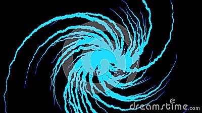 Twisting spiral of tentacles. Animation. Abstract animation of spiral growing out of middle like roots on black Stock Photo