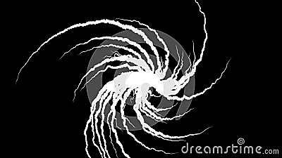 Twisting spiral of tentacles. Animation. Abstract animation of spiral growing out of middle like roots on black Stock Photo