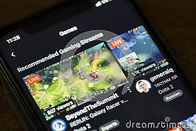 Twitch app on mobile phone screen Editorial Stock Photo