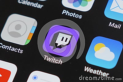 Twitch Apps on Iphone Screen Editorial Stock Photo