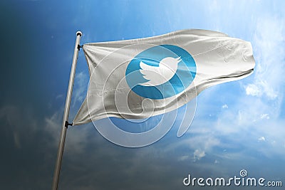 Twitter photorealistic flag editorial Editorial Stock Photo