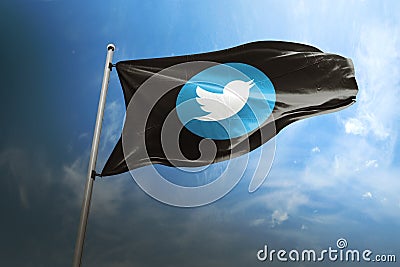 Twitter photorealistic flag editorial Editorial Stock Photo