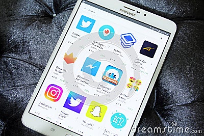 Twitter apps on google play store Editorial Stock Photo