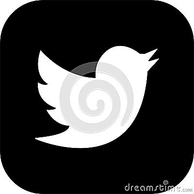 Twitter Bird logo. Realistic social media icon logotype. Twitter - popular social media button icon, instant messenger Vector Illustration