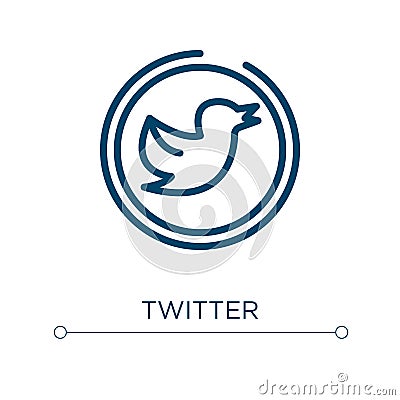 Twitter icon. Linear vector illustration. Outline twitter icon vector. Thin line symbol for use on web and mobile apps, logo, Vector Illustration
