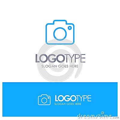 Twitter, Image, Picture, Camera Blue outLine Logo with place for tagline Vector Illustration