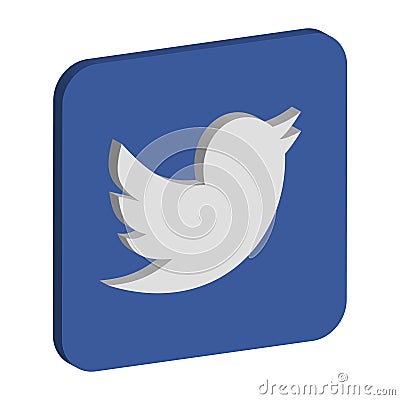 Twitter logo isometric icon Vector Illustration