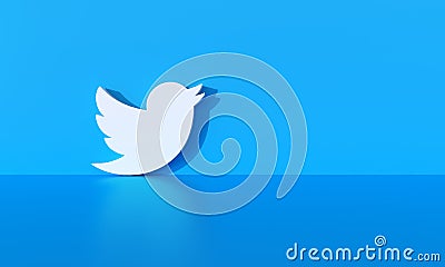 Twitter logo on the wall background with hard shadow and space for text and graphics Editorial Stock Photo