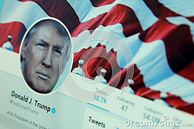 Donald Trump twitter Editorial Stock Photo