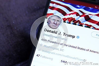 Donald Trump twitter Editorial Stock Photo