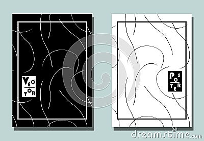 Two abstract flyers with flowing wavy lines. Vector Illustration