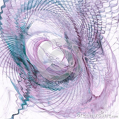 Two abstract hearts on a delicate openwork background. Abstract fractal background. 3D rendering. Cartoon Illustration