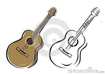 Two acoustic guitars vector. Vector Illustration