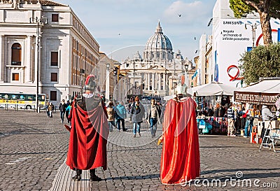 Two actors dressed as Roman Empire soldiers in Rome Editorial Stock Photo