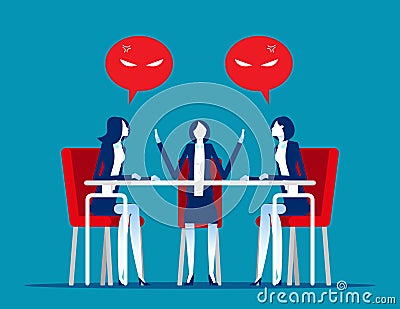 Two aggressive business. Emotions and expressions concept. Flat cartoon vector style Vector Illustration