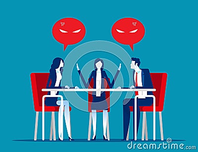 Two aggressive business. Emotions and expressions concept. Flat cartoon vector style Vector Illustration