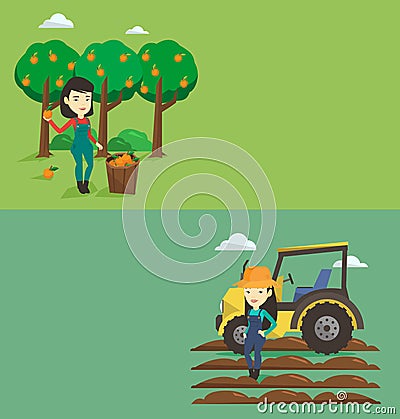 Two agricultural banners with space for text. Vector Illustration