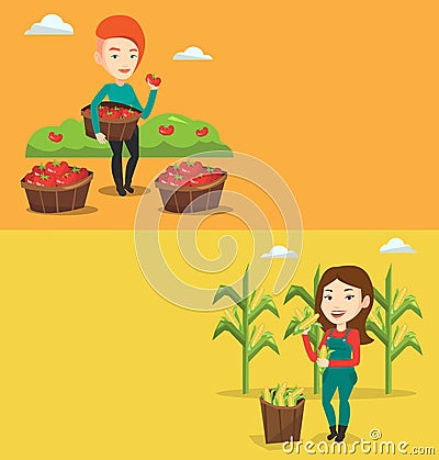 Two agricultural banners with space for text. Vector Illustration