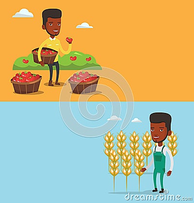 Two agricultural banners with space for text. Vector Illustration