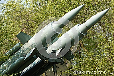 Two aimed rockets Stock Photo