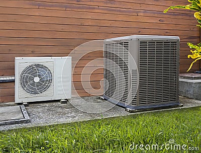 Two air conditioning heat pump Stock Photo