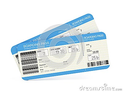 Two airline boarding pass tickets Stock Photo