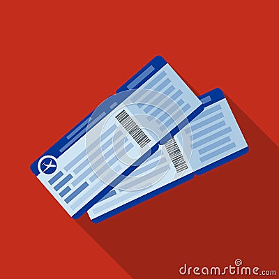 Two airline tickets icon in flat style on white background. Rest and travel symbol stock vector illustration. Vector Illustration