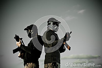 Two airsoft players Stock Photo