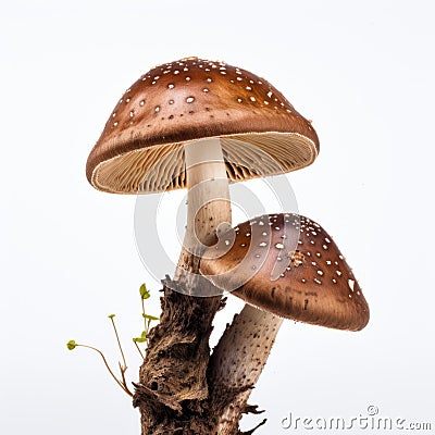 Two Ambarella Mushrooms: A Stunning Symmetrical Asymmetry In Uhd Image Stock Photo