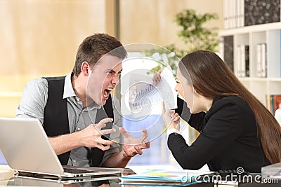 Two angry businesspeople arguing furious Stock Photo