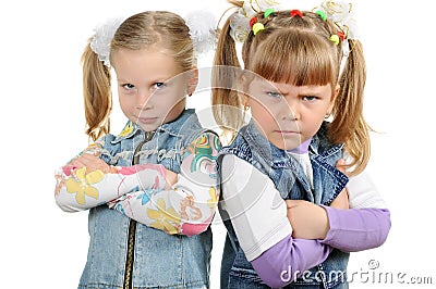 Two angry little girls Stock Photo