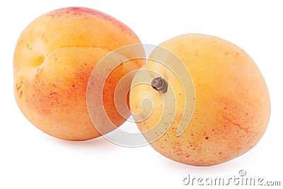 Two apricots isolated cutout Stock Photo