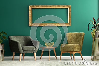 Two armchairs and table Stock Photo