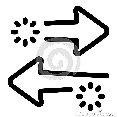 Two arrows exchanging data with loading circles showing data transfer Vector Illustration