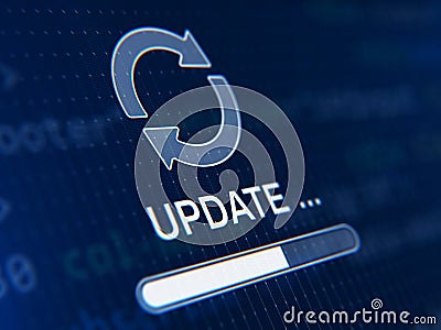 Two arrows icon - update symbol and update progress bar on lcd screen Stock Photo
