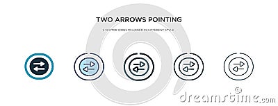 Two arrows pointing right and left icon in different style vector illustration. two colored and black two arrows pointing right Vector Illustration