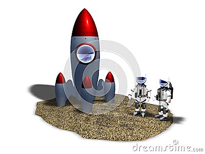 Two astronaut landing on Mars Stock Photo