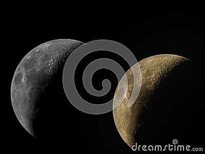 Two Astronomical Moon Stock Photo