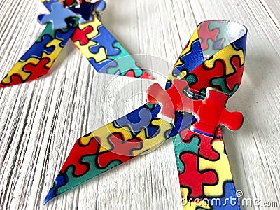 Autism awareness ribbons Stock Photo