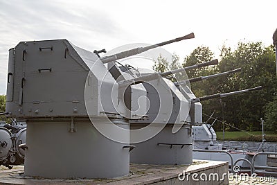 Two automatic turret artillery, USSR. Military equipment Editorial Stock Photo