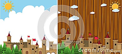 Two background with castle towers Vector Illustration